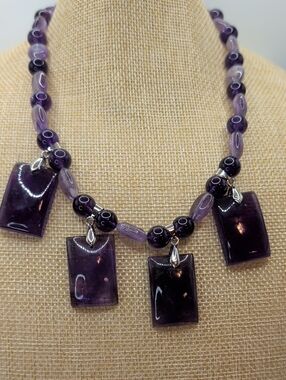 Purple Beaded Amethyst Pendant Necklace